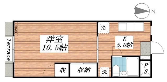 フォレストⅠ(1K/1階)の間取り写真