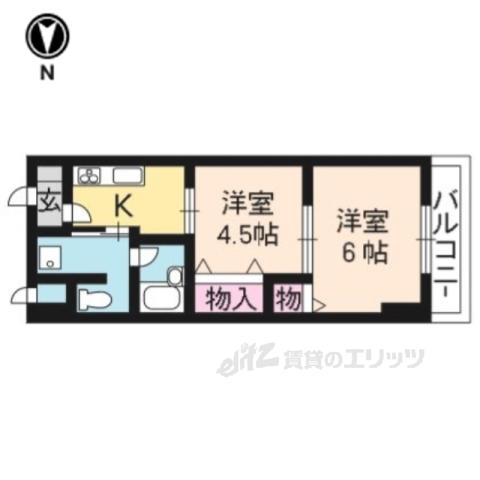フォルティー西大路(2K/2階)の間取り写真