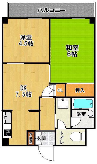 サンローゼ津田第1(2DK/1階)の間取り写真