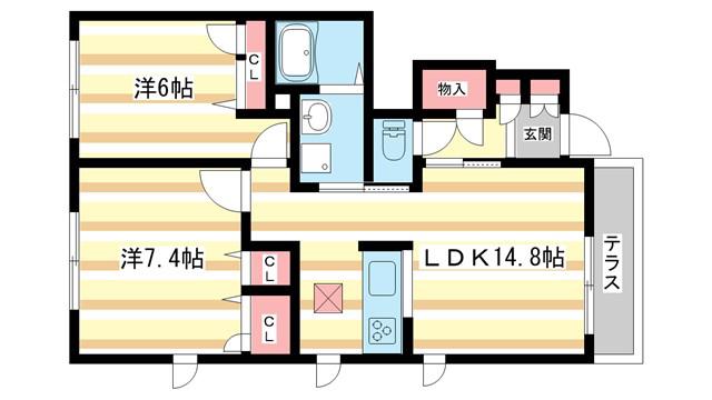 アトリエール(2LDK/1階)の間取り写真