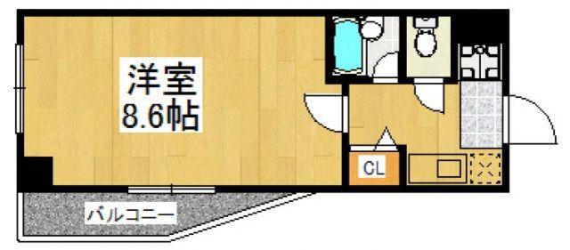 リヴァーオンステイツ(1K/4階)の間取り写真