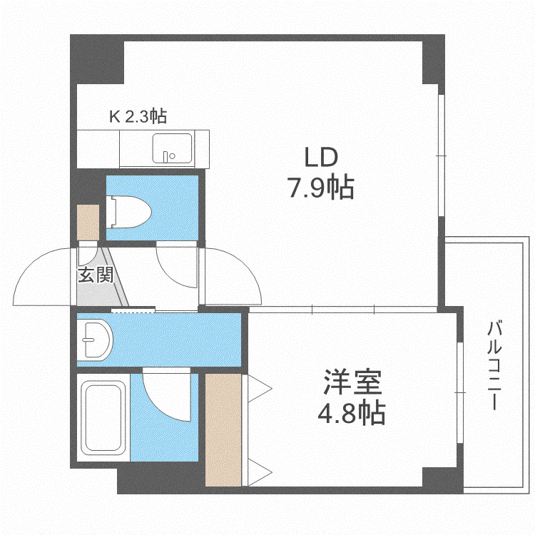 SーFORT札幌北5条(1LDK/6階)の間取り写真