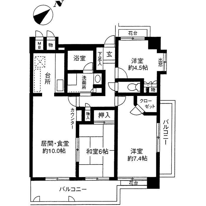 冨浜KSビル(3LDK/3階)の間取り写真