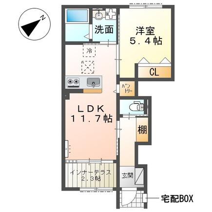 埼玉高速鉄道 新井宿駅 徒歩28分 2階建 築1年(1LDK/1階)の間取り写真