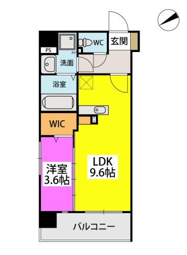 CASA FORTUNA(1LDK/2階)の間取り写真