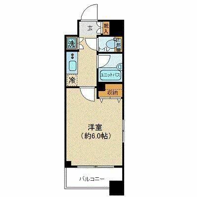 セルカディア港区芝浦(1K/2階)の間取り写真