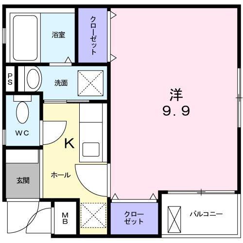 ジュネスベル(1K/1階)の間取り写真