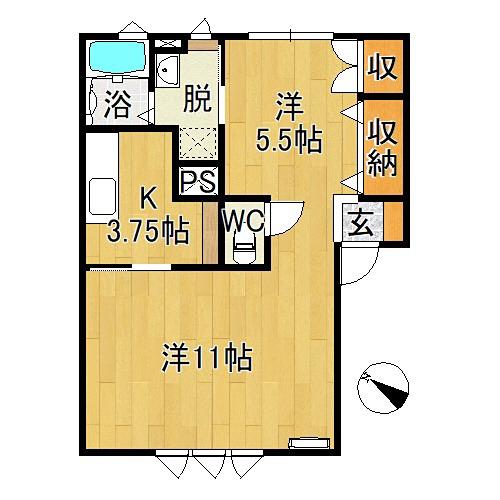 フィールファイン(2K/2階)の間取り写真