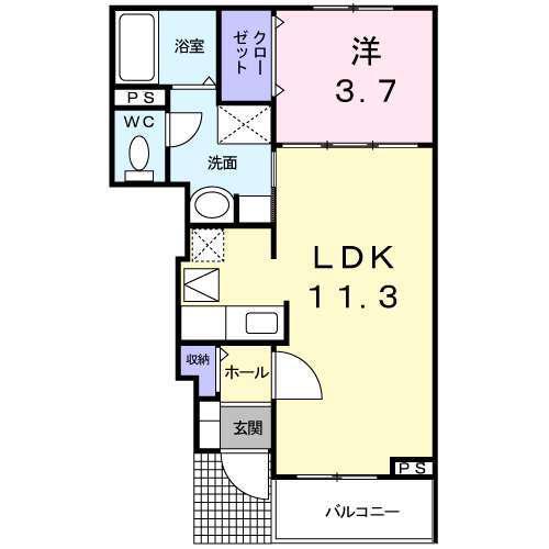 ヴィラ・ノーブル(1LDK/1階)の間取り写真