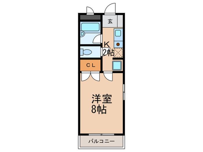 カースル御影(1K/2階)の間取り写真