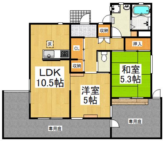 STATING POINT前沢(2LDK/1階)の間取り写真