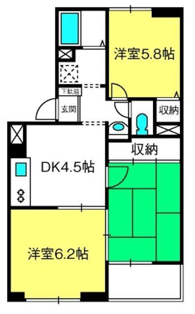 クリスタル岩槻(3DK/3階)の間取り写真