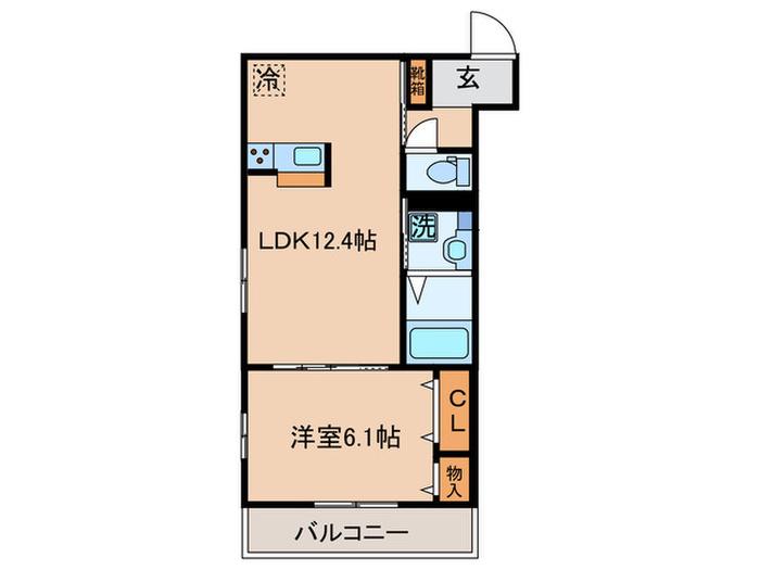 フィオーレ武蔵小杉(1LDK/2階)の間取り写真