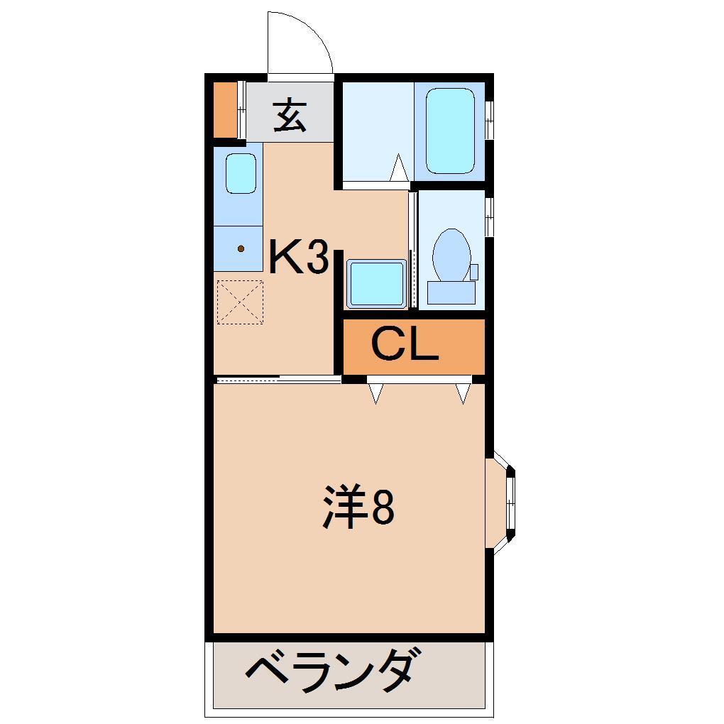 グランアビラ(1K/3階)の間取り写真