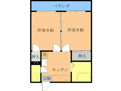 Lコーポ A棟(2K/2階)の間取り写真