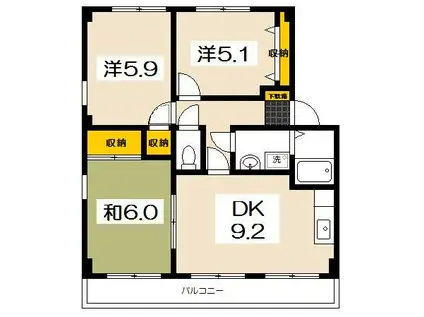 ラ・プラージュ屋代(3DK/2階)の間取り写真