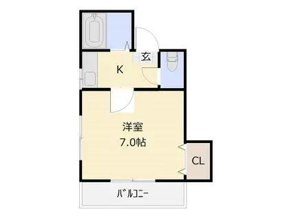 フリーライド(1K/2階)の間取り写真