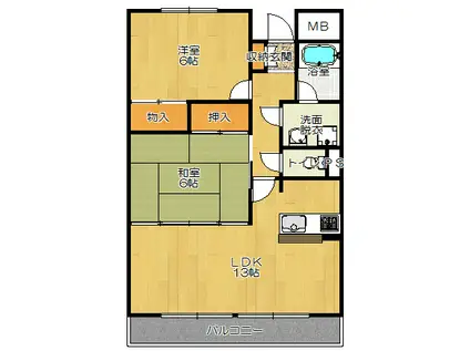 プリーマ北新(2LDK/2階)の間取り写真