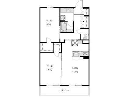 横浜BLESS上星川(2LDK/3階)の間取り写真