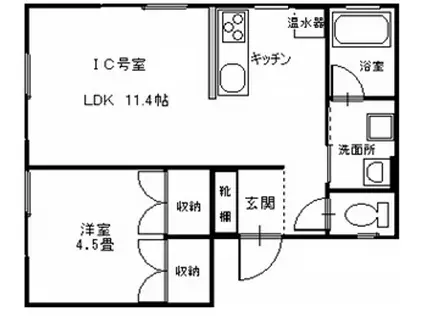 ルミエールこのうら(1LDK/1階)の間取り写真