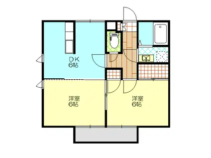 ブロンズ・ヴァレイ(2DK/1階)の間取り写真