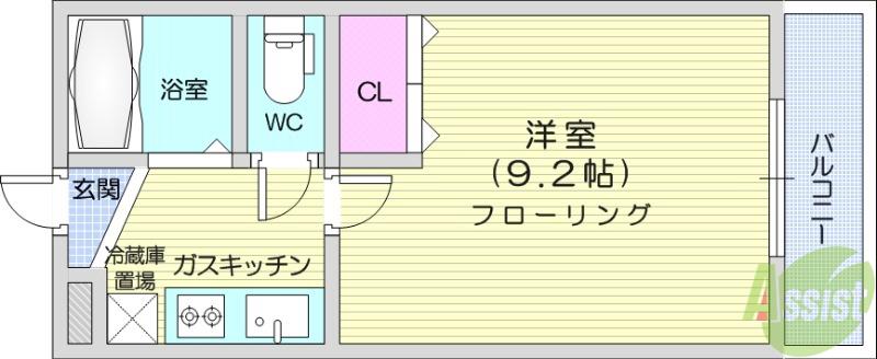 メイツ北山(1K/1階)の間取り写真
