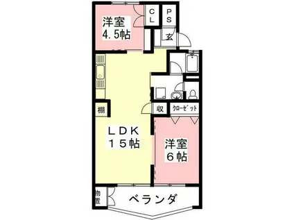 ミサトニューハイム(2LDK/3階)の間取り写真
