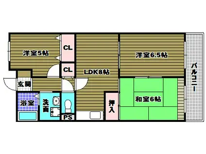 グランドハイツ杉田I(3LDK/3階)の間取り写真