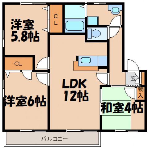 ディアスエコー(3LDK/2階)の間取り写真