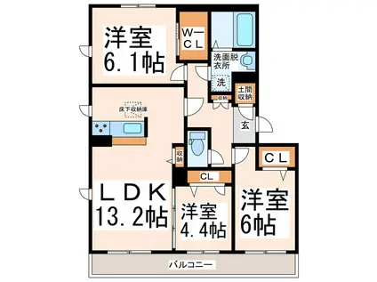 グラード(3LDK/2階)の間取り写真