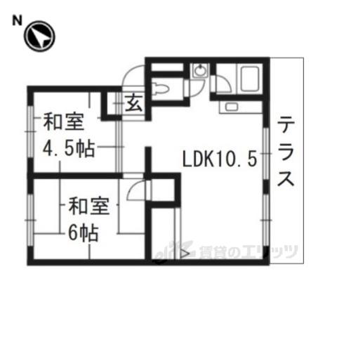 御殿山コーポA棟(2LDK/4階)の間取り写真