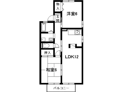 ハートホーム西沢C棟(2LDK/1階)の間取り写真