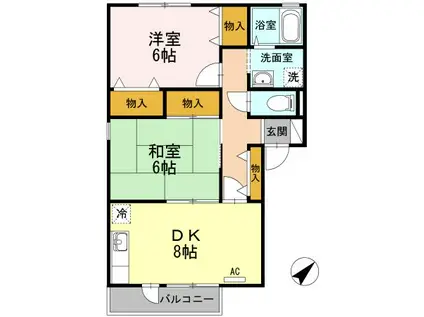 セジュール永広II棟(2DK/2階)の間取り写真