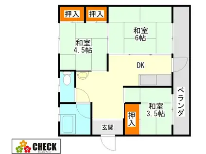 後藤寺RCマンション(3DK/2階)の間取り写真