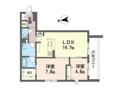 コモド稲田堤II(2LDK/2階)の間取り写真