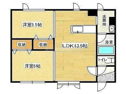 ジェナールI(2LDK/1階)の間取り写真