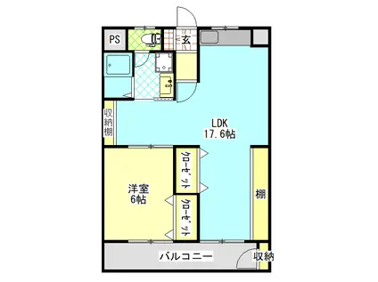 藤原マンション(1LDK/2階)の間取り写真