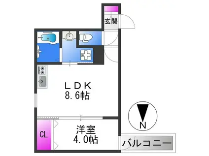 H-MAISON加美正覚寺(1LDK/1階)の間取り写真