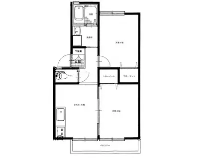 エスポワール柞田5号地(2DK/2階)の間取り写真