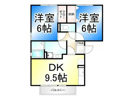 ドストーレスみわ(2DK/3階)の間取り写真