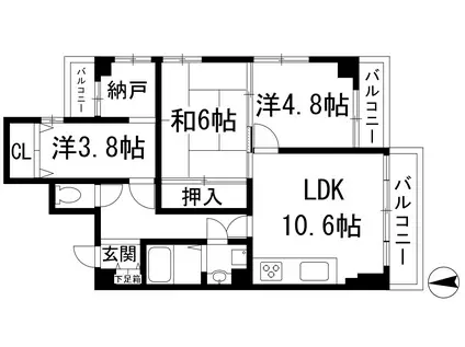 サテライト仁川(3SLDK/3階)の間取り写真