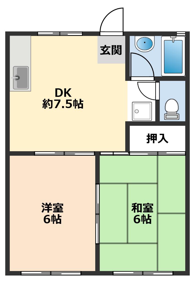 KNハイム(2DK/1階)の間取り写真