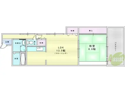 ディアコート新大阪(1LDK/12階)の間取り写真