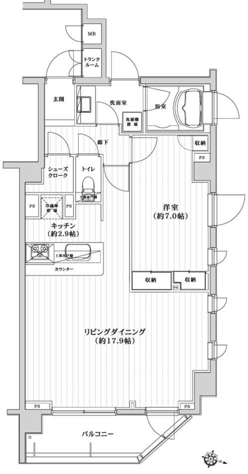 ランドステージ碑文谷イースト(1LDK/5階)の間取り写真