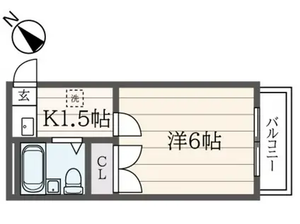 山手グリーンハウスI(1K/1階)の間取り写真