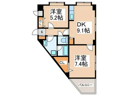 ハイツタチバナ(2DK/2階)の間取り写真