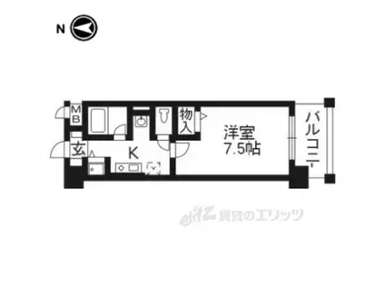 京阪本線 伏見桃山駅 徒歩30分 6階建 築19年(1K/4階)の間取り写真