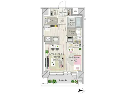 シティインデックス墨田(1LDK/2階)の間取り写真