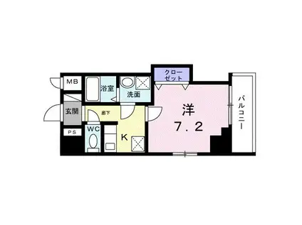シエロ西竹の塚(1K/7階)の間取り写真
