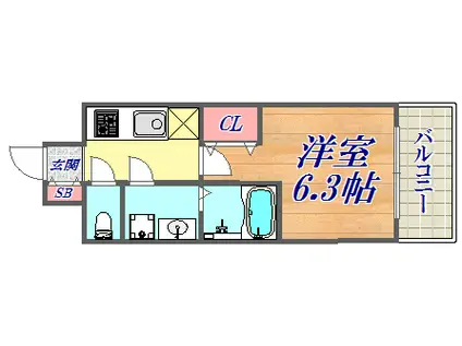 エスリードザ・ランドマーク神戸(1K/2階)の間取り写真